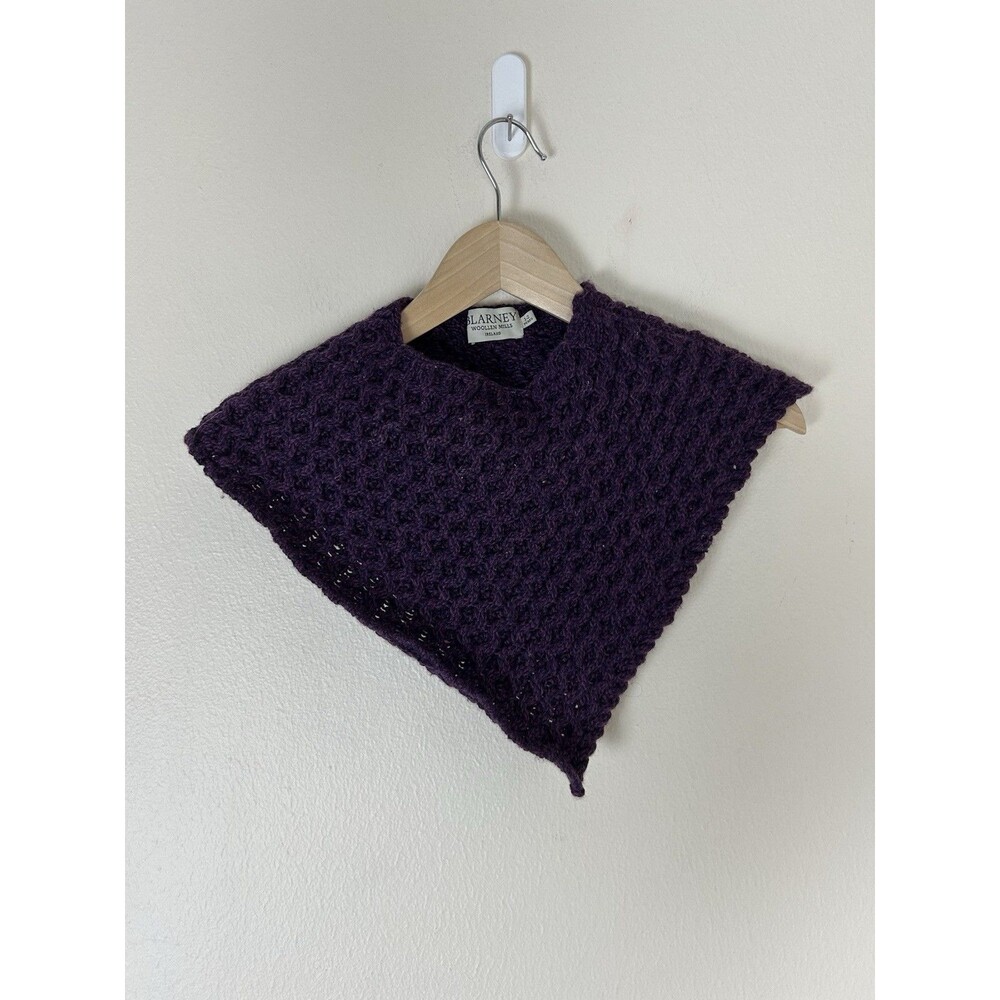 Blarney Woolen Mills Ireland Fisherman GIRL 1Y Cape Shawl Wool Cable Knit Poncho